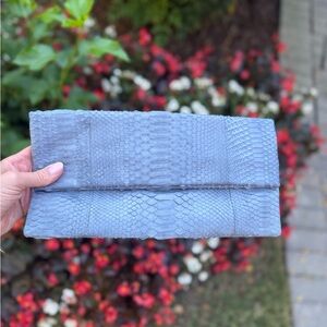 Elegant periwinkle Snakeskin Clutch